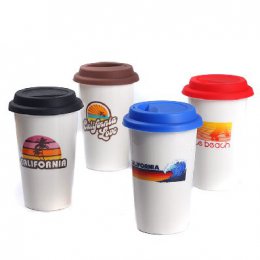 320ml double wall ceramic coffee mug