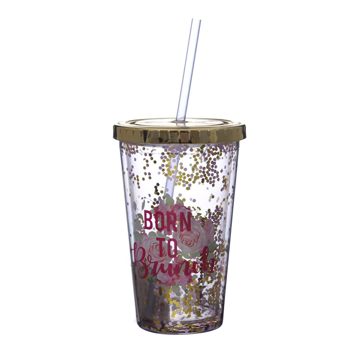 450ml glitter inside plastic tumbler